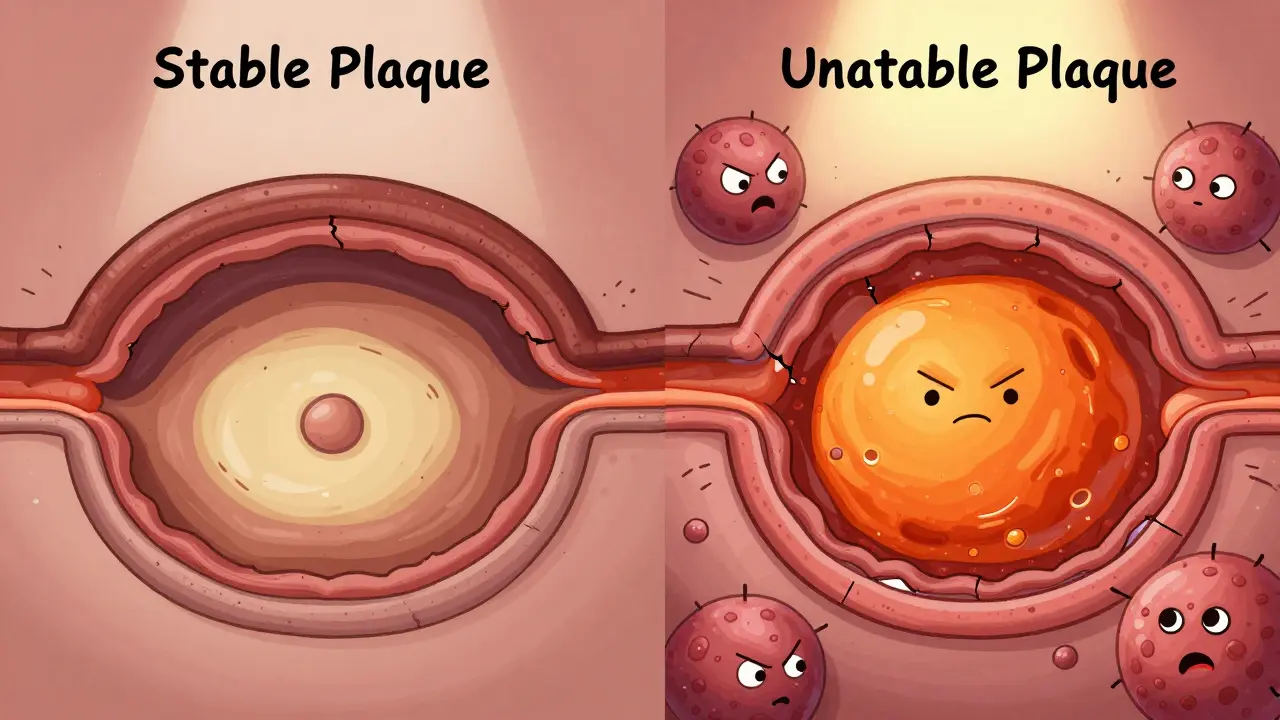 Comparison of stable versus unstable arterial plaque structures