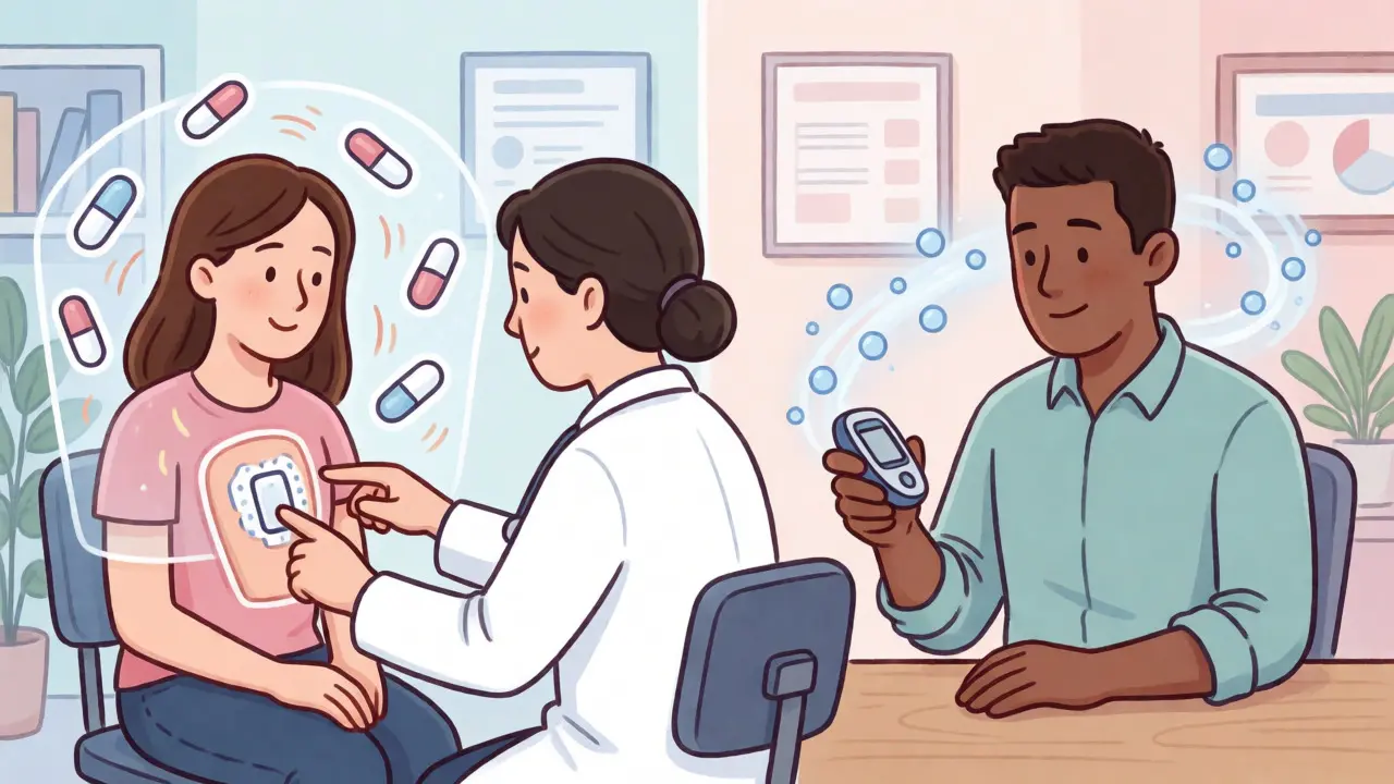 Doctors consulting patients on hormone therapy interactions