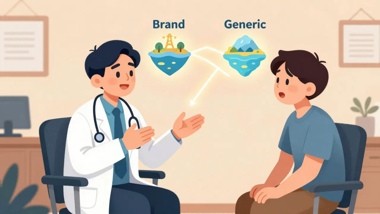 Illustration of a doctor reassuring a patient, building trust through clear communication