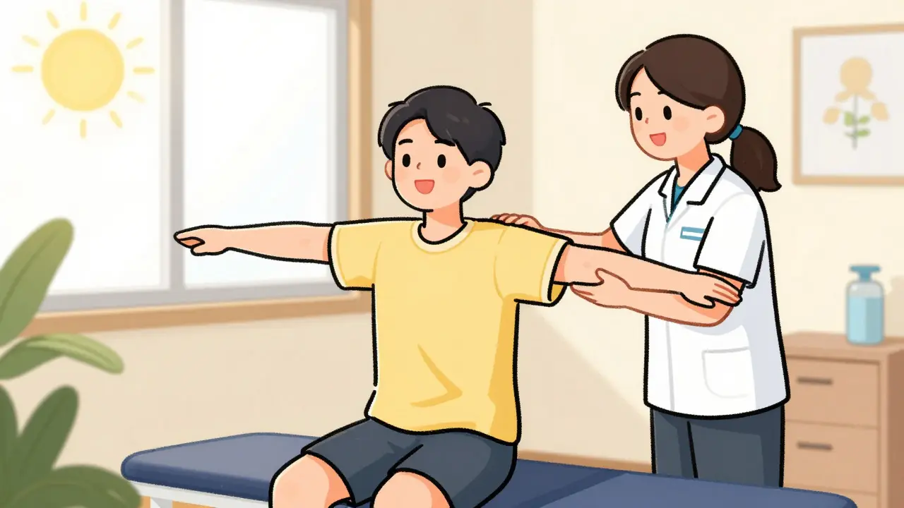 Patient doing gentle exercises with a physical therapist